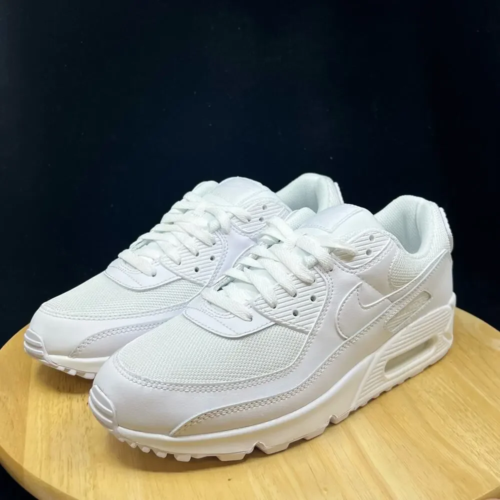 Nike Air Max 90 Triple White/White-Wolf Grey Men's Running Shoe CN8490-100 Sz 8